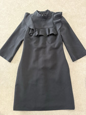 Banana Republic Women's Black Ruffle Yoke Bi-Stretch Dress With Pockets Size 0