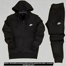 Nike Tech Fleece Tracksuit Black Men's Hoodie  Pants To Match Nike Waffale Shoe