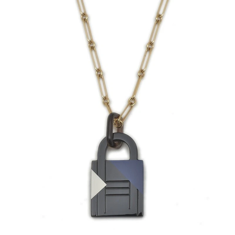 HERMÈS Hermes Amuleto Gm Collana Corno di Bufalo Nero Blu Bianco Us