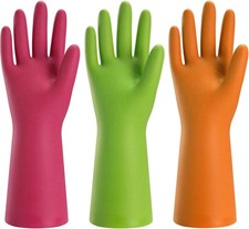 3 Pairs Reusable Rubber Cleaning Gloves Household Dishwashing Kitchen Waterproof