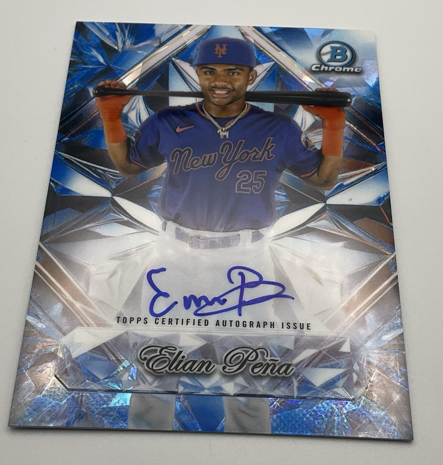 2025 Bowman Chrome Elian Pena Autograph Sapphire Selections Blue Ref. RC SP Mets