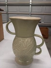 Vintage Raised Design Red Wing Pottery #1167 Green With Ivory Interior Vase