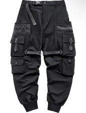 3XL -Niepce Unisex Black Classic 172 Pants Techwear Streetwear Joggers w/ Straps