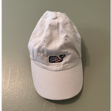 Vineyard Vines White Adjustable Baseball Cap with Whale Logo, One Size