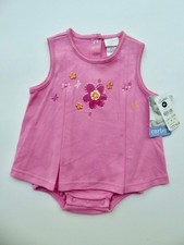 Vintage Y2K Carter's Baby Girl 3-6 Months Pink Floral Cotton Skirted Romper