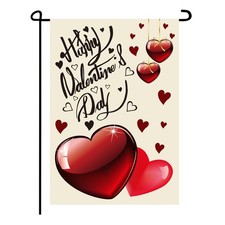Valentines Day Garden Flag 12x18 Inch Double Sided Burlap Love Heart Valentine