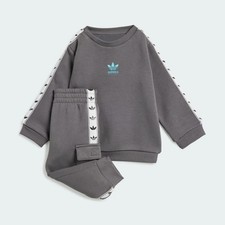 Adidas Kids Tape Sweatshirt Pants Full Tracksuit Set Grey Age 2-3 Years RRP £38