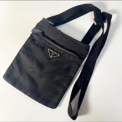 PRADA black nylon shoulder bag sacoche From Japan Prada