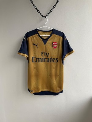 ARSENAL 2015 2016 AWAY SHIRT FOOTBALL SOCCER JERSEY GOLD PUMA MENS SIZE S