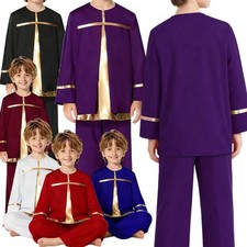 Kids Boys Set Dancewear Costume Praise Outfits Dance Long Sleeve Worship Choir