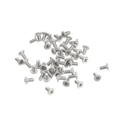 100Pcs M1.6-0.35 x 3mm Metal Flat Round Head Screws Phillips Drive Machine Bolt