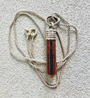 Vtg TIGER EYE CRYSTAL PENDANT in Artisan Sterling Silver + 17" STERLING CHAIN — photo 4