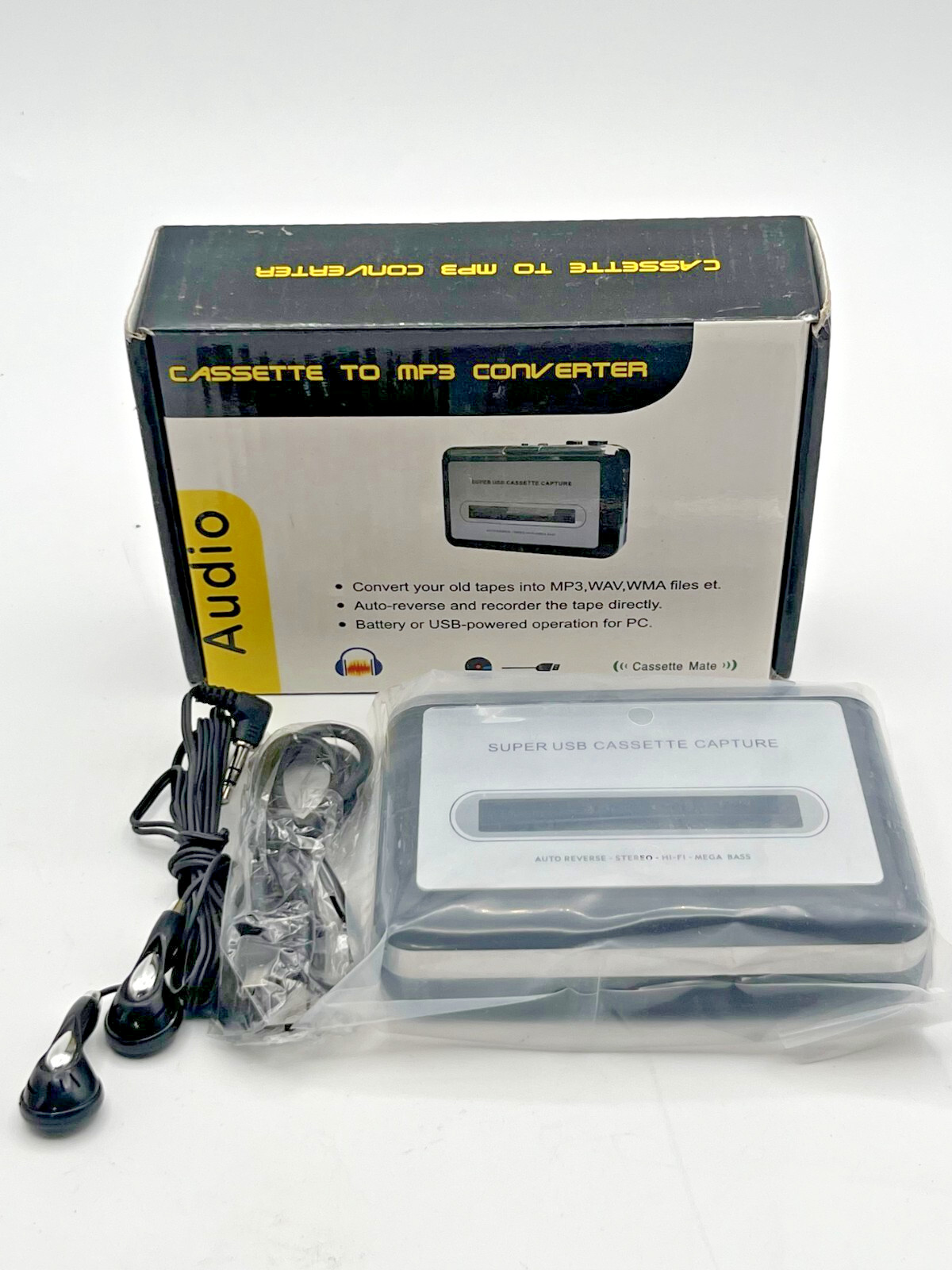 Cassette Mate Cassette to MP3 Converter Black Auto Reverse S