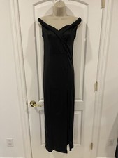 Sexycherry M Black On Off Shoulder Maxi Formal Dress Split Solid Evening Gown