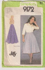 9172 SIMPLICITY c.1979 Jiffy - Circle SKIRT in 2 Lengths - Sz 6 & 8 W 23/24"