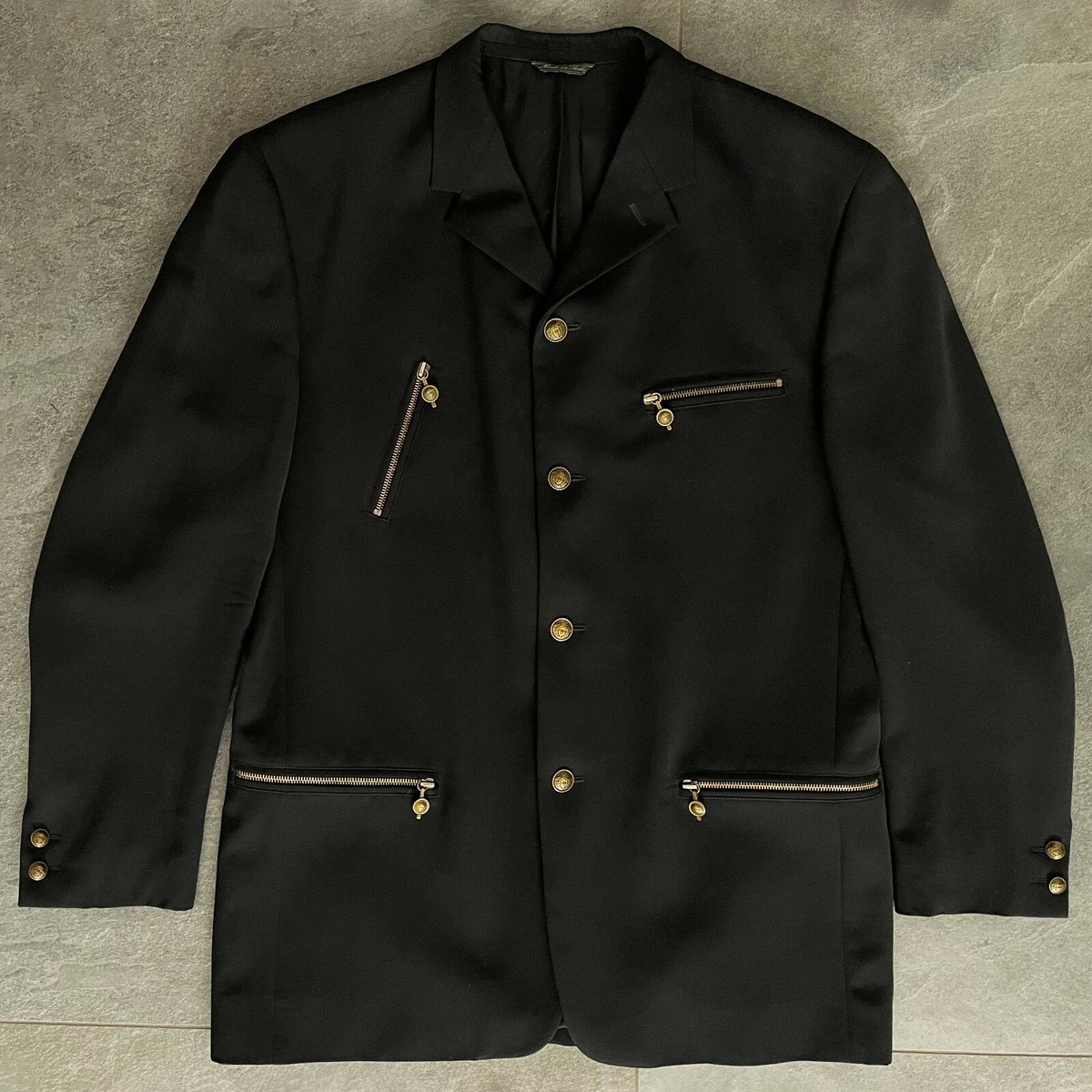 90s 00s GIANNI VERSACE ブラック ウール セットアップ Early 1990s Gianni Versace Minimalist Suit — Wayward Collection