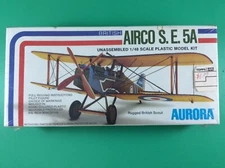 Aurora WWI British Airco Se 5a Plastic Aircraft Model Kit#755  1:48 Sealed 1976