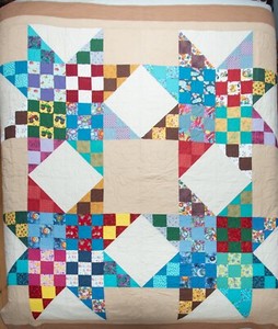 New Handmade all cotton full size large patchwork star Quilt
