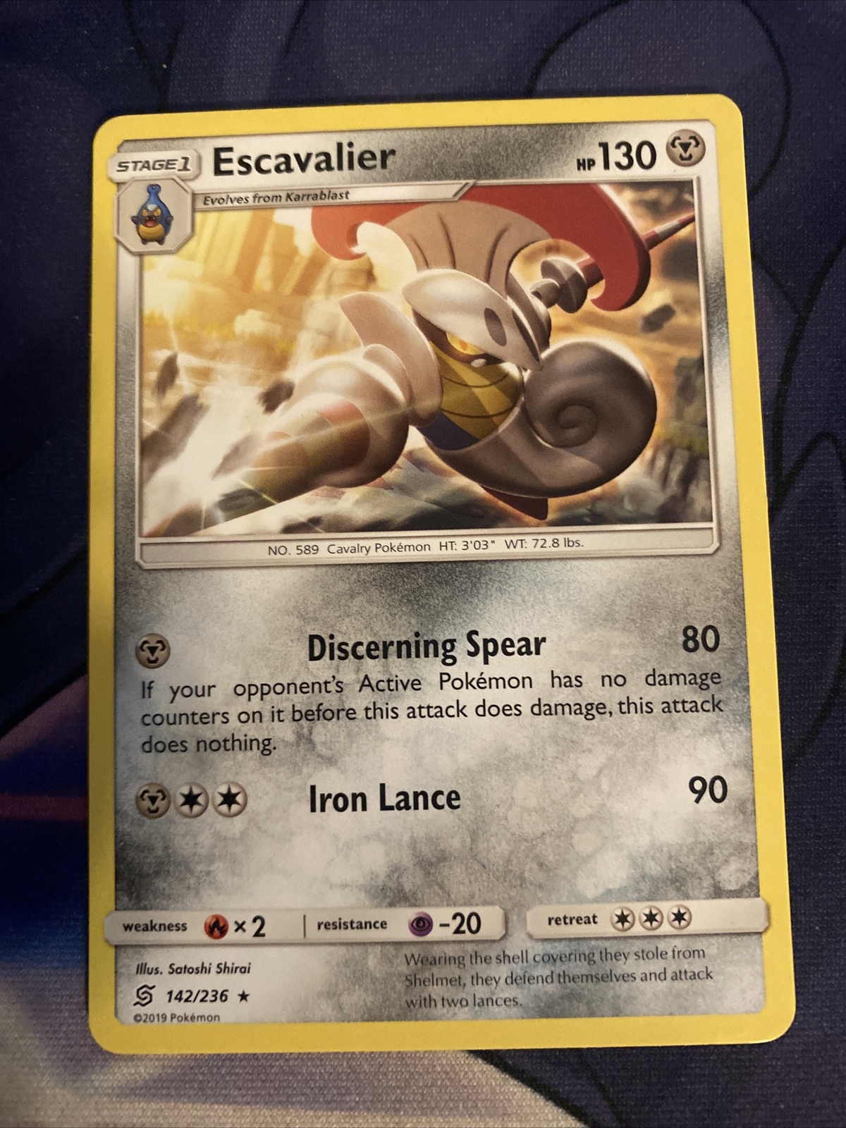 Pokemon TCG Unified Minds LP Escavalier 142/236