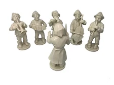 Vintage Dresden Original Germany White Porcelain Orchestra Music Musicians Set 6