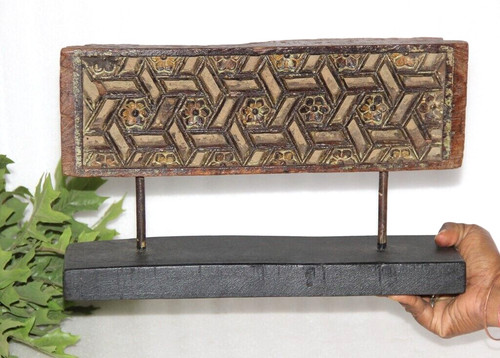 Antique Wooden Floral Carving Panel Plaque Original Old Hand Carved 
