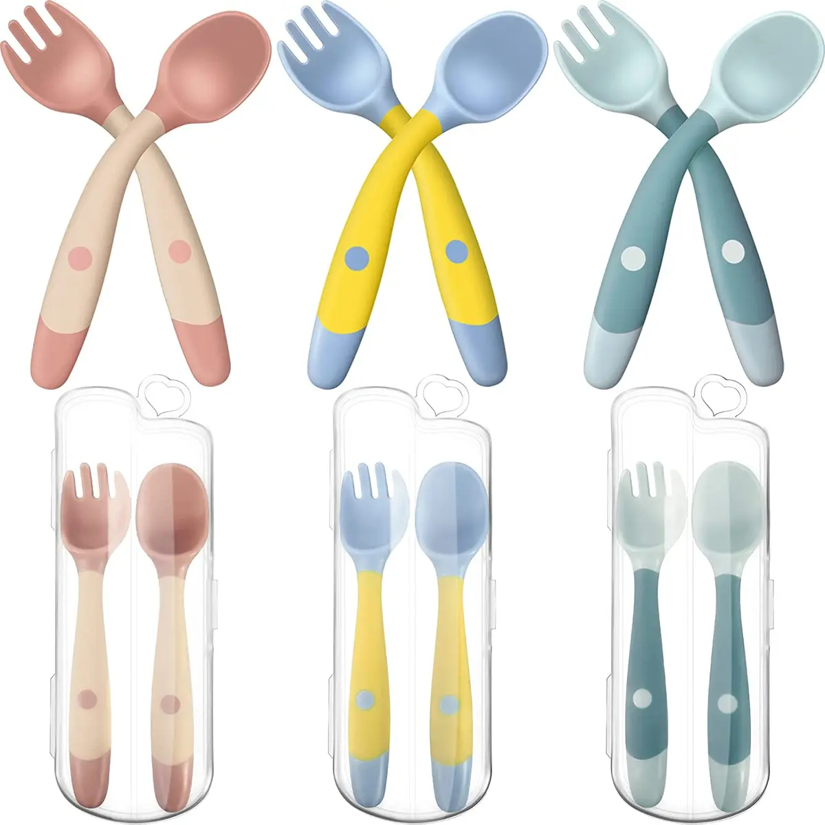 First Stage Silicone Self Feeding Training Spoons ,Toddler's Self Feeding Silicone  Spoons, Toddler Spoons, Toddler Utensils, Baby Essentials, Baby Must Haves
