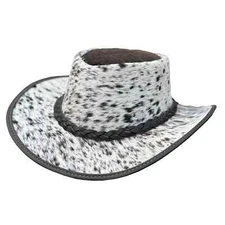 Western Cowboy Hat Hair On Cowhide Leather Handmade Ranch Rodeo Unisex Gift