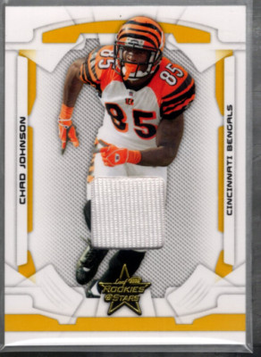 A8509- 2008 Leaf Rookies and Stars Materialien Gold #20 Chad Johnson Trikot