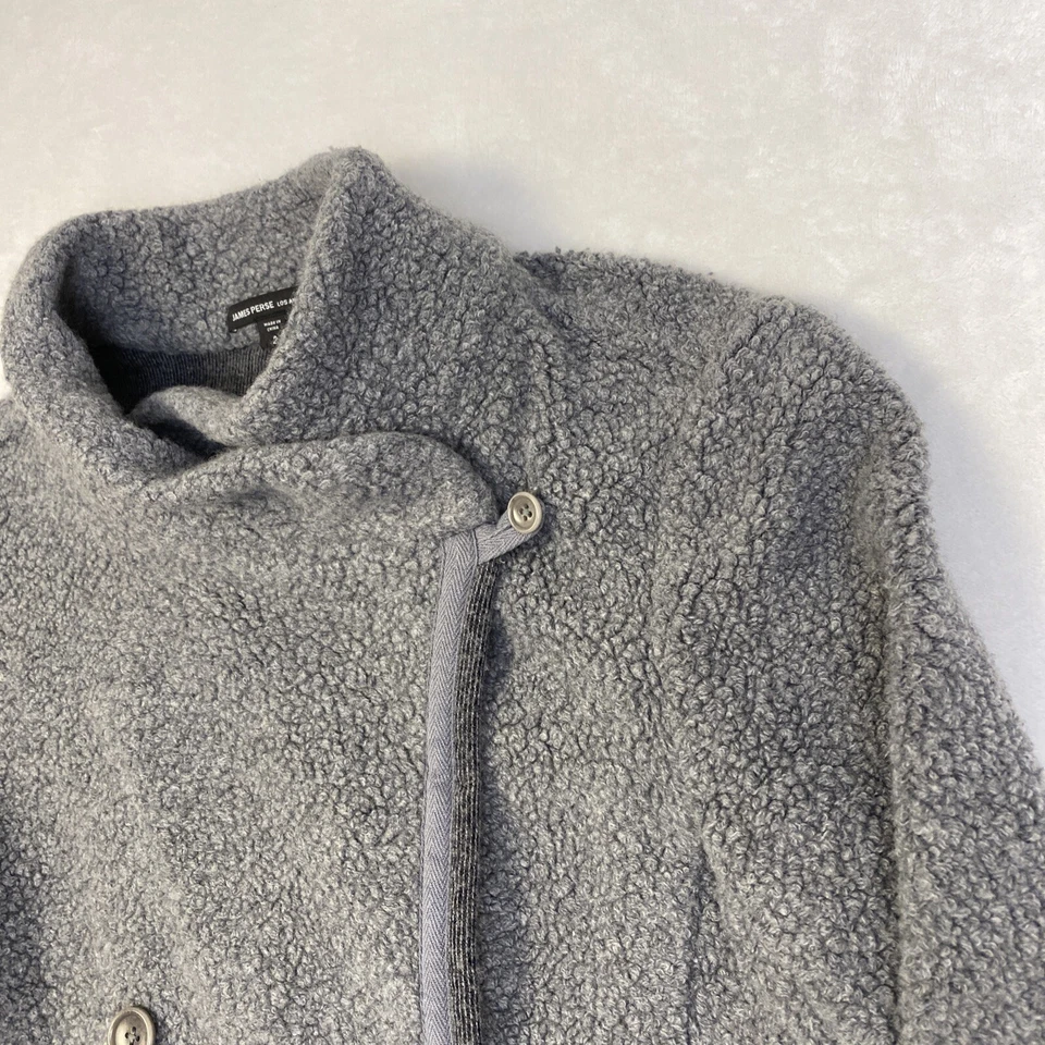 James Perse Shrunken Sherpa Jacket Women’s Size 2 Gray Button Front Fleece - Image 3 of 4