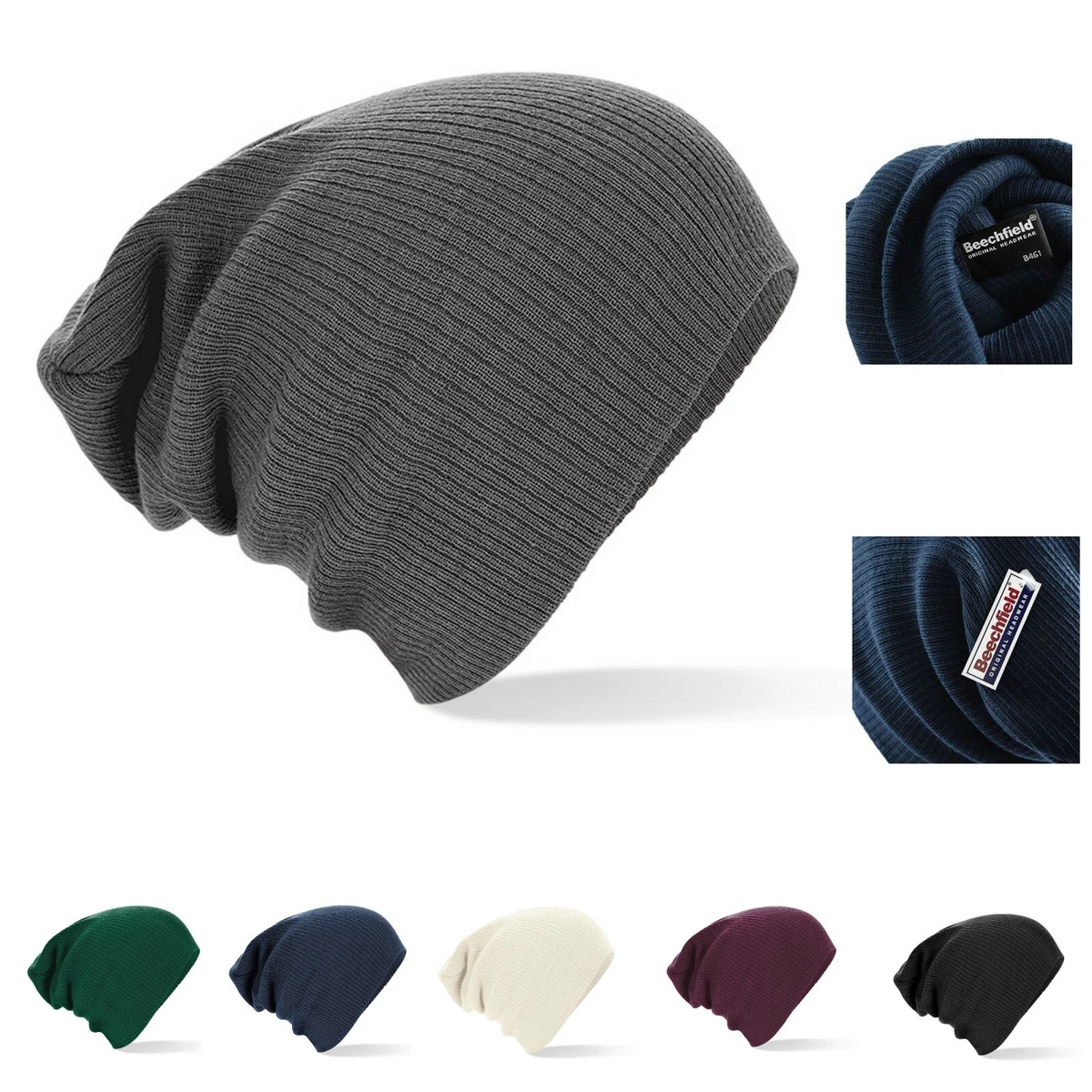 FABEILAI Unisex Oversized Slouch Beanie - Thick Fleece Lined, Knit Skull Cap For Winter - View #8