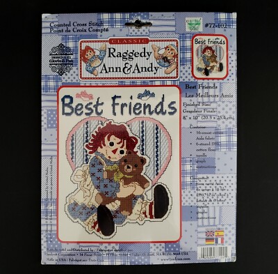 RAGGEDY ANN ''Best Friends'' Counted Cross Stitch Kit Janlynn 77-102 Finished 8x10
