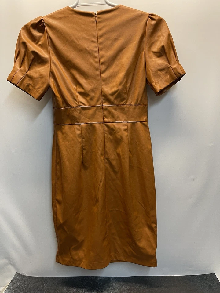 Vestido DKNY imitación cuero marrón talla 4 Foto 4 de 4