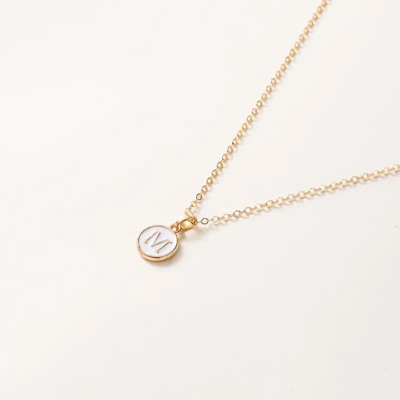 Elegant Exquisite O-Shaped Chain M Letter Necklace Pendant Golden Simple Fashion