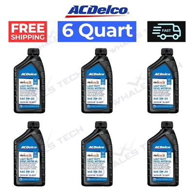 ACDelco 109277 0W-20 dexosD Full Synthetic Light Duty Diesel Engine Oil, 6 Quart