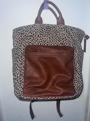 Universal Thread Leopard Print Tote Backpack Bag Leather Brown Womens Purse