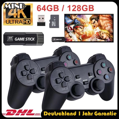 64/128GB 4K ULTRA HD TV Video Game Stick Gaming Konsole + Wireless kontroller