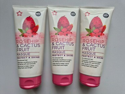 SUPERDRUG Hagebutte & Kaktusblütenmaske Schutz & Glanz coloriertes Haar 200ml x 3