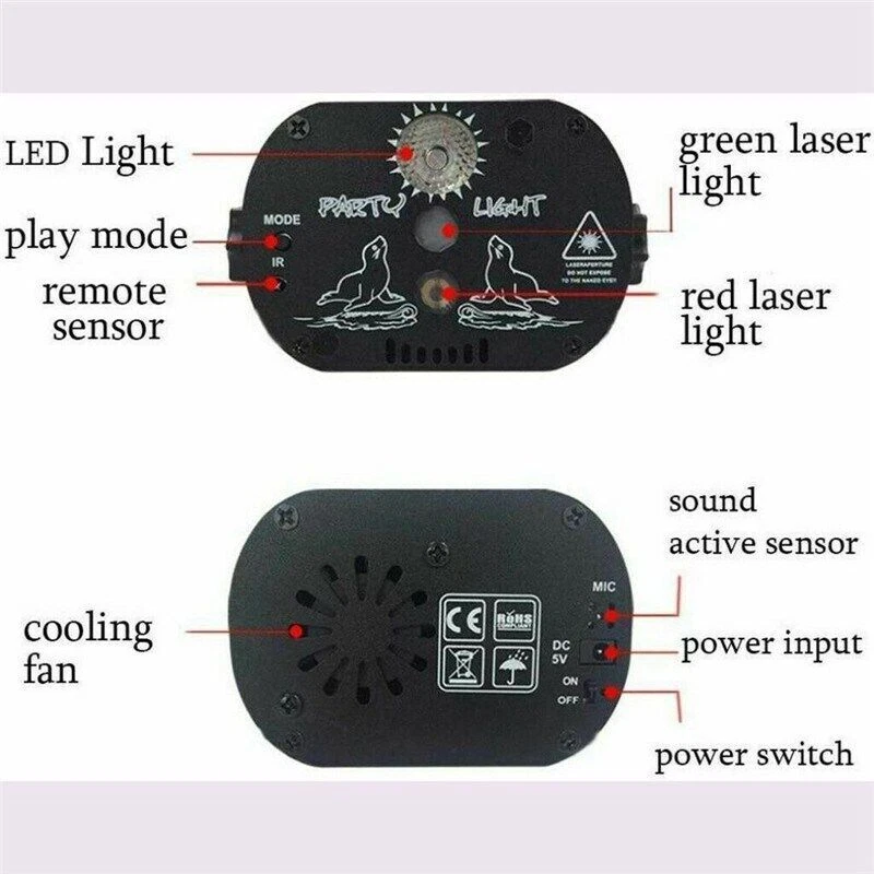 Projetor RGB Laser Festa Discoteca LED Padrão de Luz 60 Palcos DJ Mini - Imagem 4 de 4