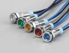 Image of LED 6mm Metal Indicator 12v Blub light 6mm waterproof Signal lamp 20cm Wire