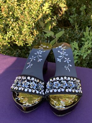 IRREGULAR CHOICE for Sakina's Chinese Mother Of Pearl Clogs Wood Size 9  sj15m6