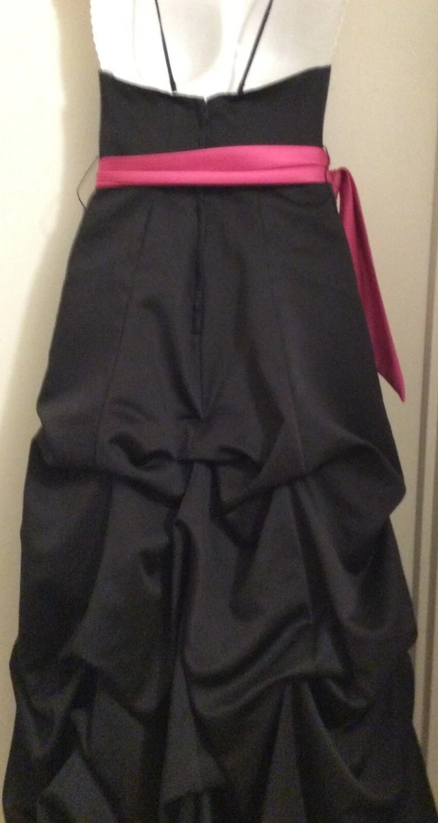 Jordan Fashions Black Formal Evening Gown Dress Pink Sash Opt