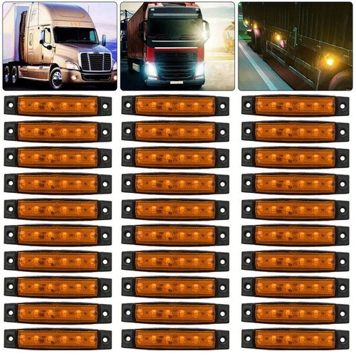 LED End Outline Marker Light Set – 12V Red/Amber Lights With 6 SMD LEDs For Trucks, Trailers, Buses
