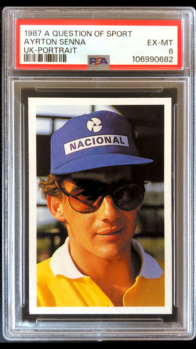1987 A Question of Sport Ayrton Senna Portrait PSA 6 Rookie RC