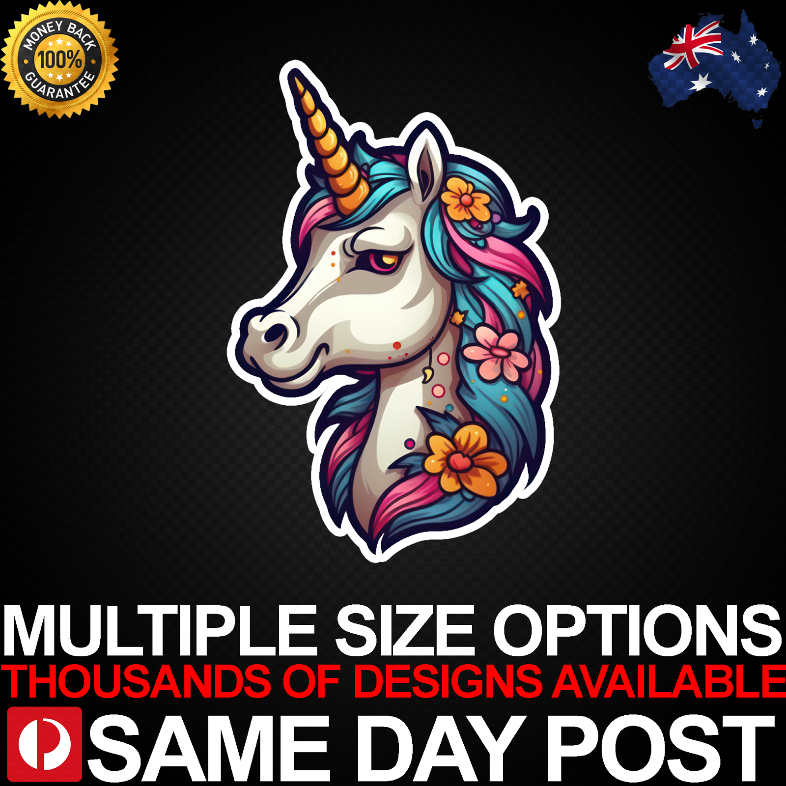 CUTE FLOWER UNICORN Vinyl Car Sticker Decal Cheap Fantasy Characters Laptop