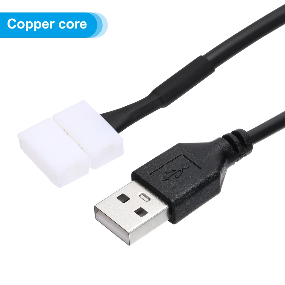 10mm USB to 2Pin Solderless Quick Connector, 10Pcs USB LED Light Strip Connector Foto 4 de 4