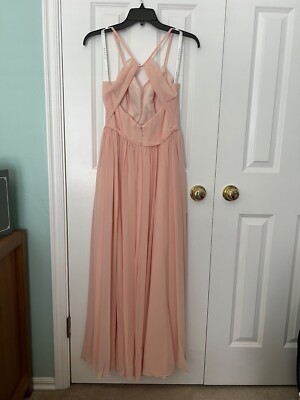 Azazie Cora Dress, Pearl Pink, Size 2 (custom), Floor-length Bridesmaid |  eBay