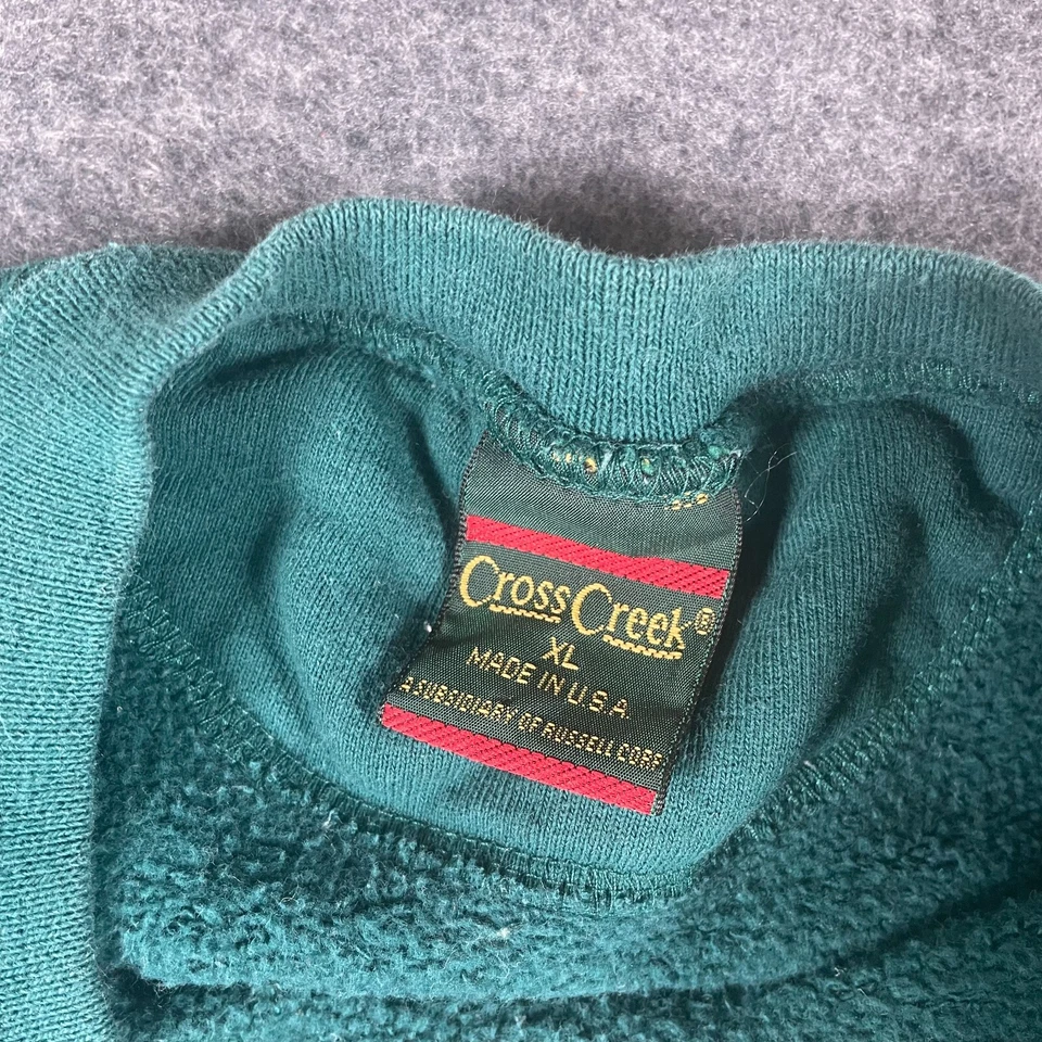Moletom Cross Creek masculino vintage extra grande verde golfe bordado gola redonda anos 90 - Imagem 3 de 4