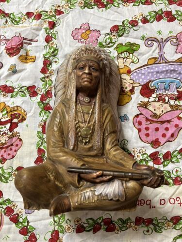 Vintage 1974 byron molds native american carved porcelain figure decoration - Picture 1 of 5