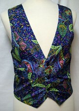 Extremely Tasteful Clothing ETC. Vtg Men's Vivid Paisley Vest/Black Back-EC-S