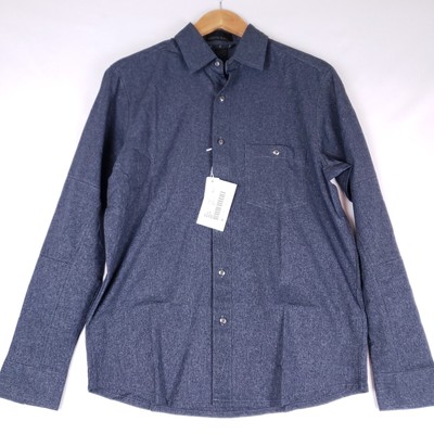 North End Men's Button Up Shirt S Blue Long Sleeve Moisture Wicking Gorpcore